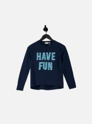 Tom Tailor Sötétkék Póló, flitteres felirattal, 12L, 100% pamut (425478)