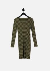 PIECES Khaki Csíkos Ruha Hosszú Ujjú (M) (320670)