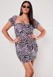 Missguided Zebramintás Ruha, Size 44, Fekete-lila, Rövid ujjú, poliészter (138129)