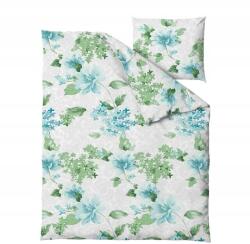 ZARATEX Pamut ágyneműhuzat 140x200 Amelia szürke zöld kék világos virágos