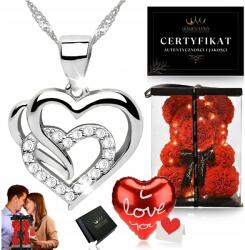 Golden Haus Ezüst Nyaklánc Szívecske Medállal 925 Rózsa Maci Ajándék 20. 30. 40. 50. 60. Születésnapra (Urodziny Imieniny Rocznice 18 mamy córki żony)