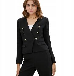 Silvian Heach Fekete Blazer, Size 38, gombos, hosszú ujjú, elegáns (376381)