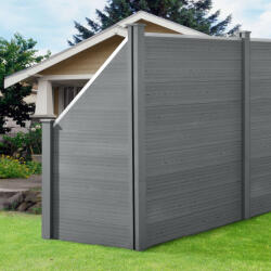 Wohnen WPC kerítéspanel ferde elemmel 183x277 cm szürke WPC kerítés négyszögletes és ferde elemmel