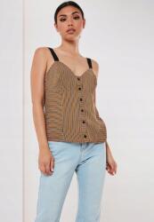 Missguided Csíkos Gombos Top, Size 38, barna, poliészter (110831)