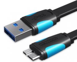 Vention USB-A 3.0/M -> Micro USB-B, ( lapos, fekete), 0, 2m, kábel (VAS-A12-B025) - tonerpiac