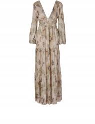 Ba&sh Mintás Maxi Ruha, Size M, többszínű, V-nyakú, klasszikus stílusú, poliészter (459863)