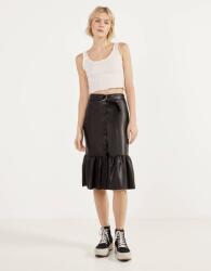 Bershka Fekete MIDI Műbőr Szoknya (xs) (217114)