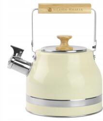 Silesia Emalia Feliks 2, 3 literes rozsdamentes acél teáskanna, krém színű, síppal, indukciós és gáztűzhelyhez (5905155031136)