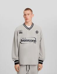 Bershka Szürke Pulóver Rányomott Mintával És Felvarrókkal (s) (542371)