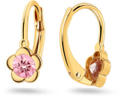 Heratis Forever Gyermek virág alakú fülbevaló utánzott rózsakvarccal, 14 karátos sárga arany IZ31672