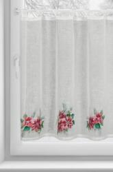 Takoy Perdea vitraliu 150x90 cm albă cu imprimeu trandafiri de Crăciun