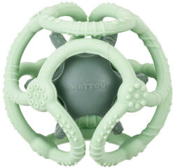Nattou Szilikon Rágóka Labda 2 az 1-ben BPA-mentes 10cm - Puha Fejlesztő Babarágóka és Játék Labrador Menta Színben