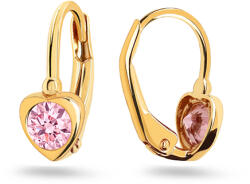 Heratis Forever Gyermek szív alakú fülbevaló utánzott rózsakvarccal, 14 karátos sárga arany IZ31689