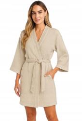  Női kötött muszlin fürdőköpeny, 100% pamut, Size 44-50, bézs színű