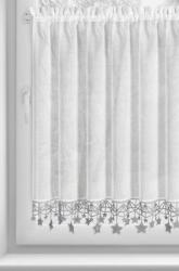 Takoy Perdea vitraliu 150x90 cm alb-argintie decorată cu steluțe