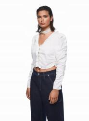 Pepe Jeans krémszínű rövid ujjú ingtop, Size XS, pamut (396009)