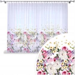 HomeView Függöny, voile, 400×150cm, virágos minta, poliészter (H-FND010-400x150)