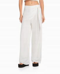 Bershka krémszínű egyenes nadrág, Size L, viszkóz, len, pamut (543857)