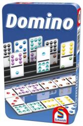 Schmidt Spiele Domino, fém dobozban, 55 db kő, 49×25mm, 1-4 játékos