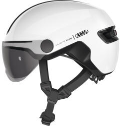 ABUS kerékpáros városi sisak Hud-Y ACE, In-Mold, beépített átlátszó szemüveggel, shiny white, M (54-58 cm)