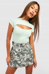 Boohoo Zsályaszínű Kivágott Póló (34) (GZZ46863-209)