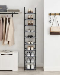 SONGMICS 10-Szintes Helytakarékos Cipőállvány Szürke Fémvázas (EUZ-LSR110G01)