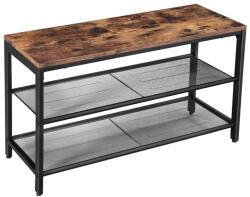 VASAGLE INDESTIC Ipari Cipőspad Fém Hálós Polcokkal Rusztikus Barna-Fekete (EUZ-LBS74X) - platinashop