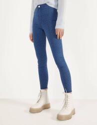 Bershka kék kockás nadrág, Size 32, magas derék, 7/8-os, szűk szárú (218126)
