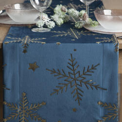 Takoy Karácsonyi bársony asztali futó 40x140 cm kék hópelyhekkel