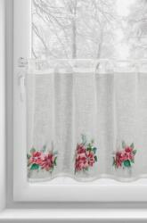 Takoy Vitrázs függöny 150x60 cm fehér karácsonyirózsa-mintával