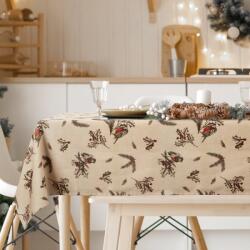 Takoy Karácsonyi asztalterítő 140x180 cm bézs vörösbegyek a magyalon