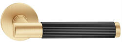 Metal-Bud TIME LINEAR ajtókilincs kerek rozettás R SLIM szatén sárgaréz fekete ajtókilinccsel - CORONA PREMIUM (10-MB-ZTLOSLMSCZ-50-K)