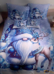  Karácsonyi 3 részes ágyneműhuzat 3D - Kék manó őzikével
