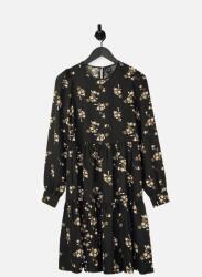 VERO MODA Fekete Ruha, XS, hosszú ujjú, virágmintás (563070)