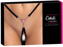 Cottelli Collection - nyitott string tanga csillogó kővel - fekete (S-L) (23229001101) - vagyaim