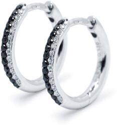 White & Black Fekete és fehér gyémánt karika fülbevaló - 0, 26 karát (AU14136)