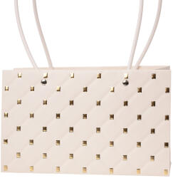 Valex Decor 10db. dombornyomott virág-ajándék táska 22(h) x 10.5(sz) x 13.5(m) cm - Fehér/Arany (TM2-01)