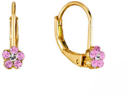 Colibra Arany Fülbevaló, rózsaszín cirkónia kövek, 1.5cm, 0.4cm széles (p13277 c)