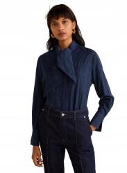 MANGO Gránátkék Kötős Nyakú Blúz, Size XS, poliészter, viszkóz (310985)