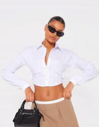 Prettylittlething Fehér, Rövid, Klasszikus, Sima, Hosszú Ujjú Ingtetű Prettylittlething 38-AS Méret