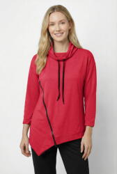 Pierino Bluza tunica cu colt, din bumbac, cu guler inalt reglabil si fermoar oblic, fucsia inchis Talie unica