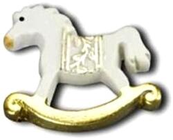  Fehér hintaló, öntapadós, polyresin. Mérete: 3, 5x3 cm