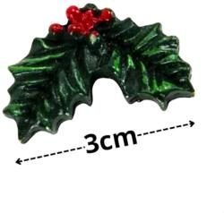  Magyal levél bogyóval, öntapadós poly. Mérete: 3 cm