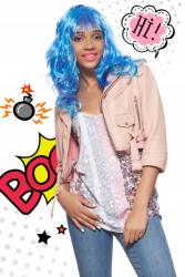 Nothing but Love Kék paróka, frufruval, 57cm, Helloween Anime Cosplay (202626)