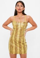 Missguided Kígyómintás Ceruza Ruha, sárga, Size M, mini (77551)