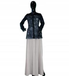  Egyszerű Fekete-bézs Állógalléros Ingtunika (34) (128518)