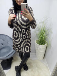  Csinos garbós nyakú puha meleg csokoládébarna-bézs mintás tunika (985744)