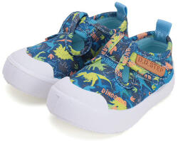 D.D.Step Tenisi băieți, model deschis, velcro, bleu cu dinozauri, 20/27 dinozaur albastru imprimat (144F3B)