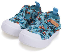 D.D.Step Tenisi baieti, model deschis, panza, velcro, bleu, 22/27 model rechin albastru (144F44)