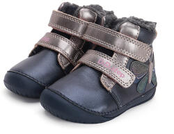 D. D. STEP Ghete imblanite fete, velcro, albastru metalizat cu fluturi, 20/24 albastru (1421CE)